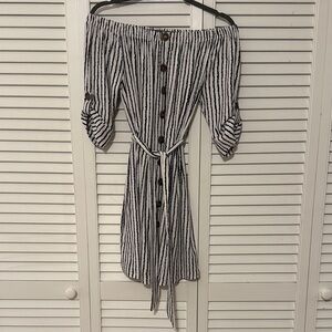 Striped Off-Shoulder Dress